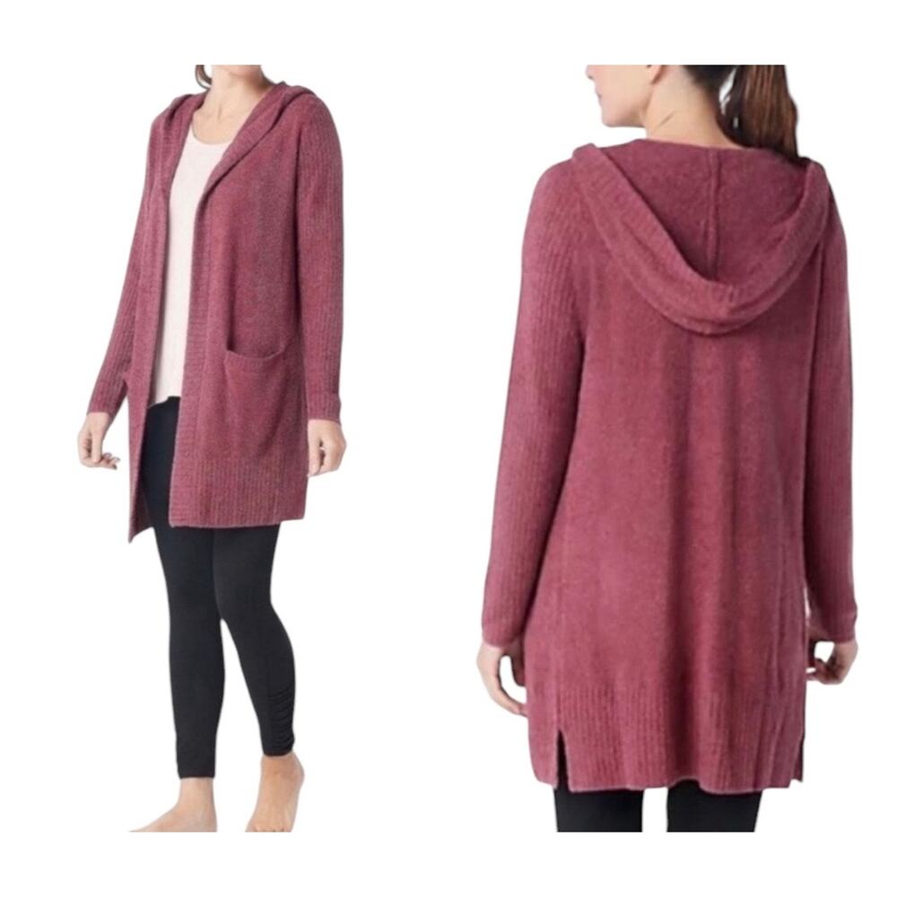 Barefoot‎ Dreams CozyChic Lite Relaxed Hooded Cardigan Large Pockets Soft St